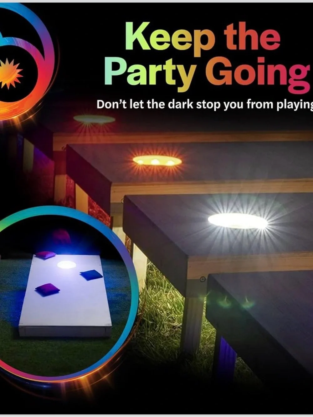Brightz Cornhole Ring Light - LED Cornhole Board Lights (2 Pack)